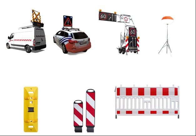 forgalomtechnika jelzőfénytábla autóra, uton elhelyezhető terelők táblák